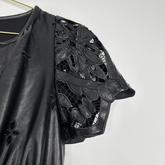 Anthropologie The Somerset Maxi Dress: Faux Leather Embroidered Edition Black S - Picture 8 of 15